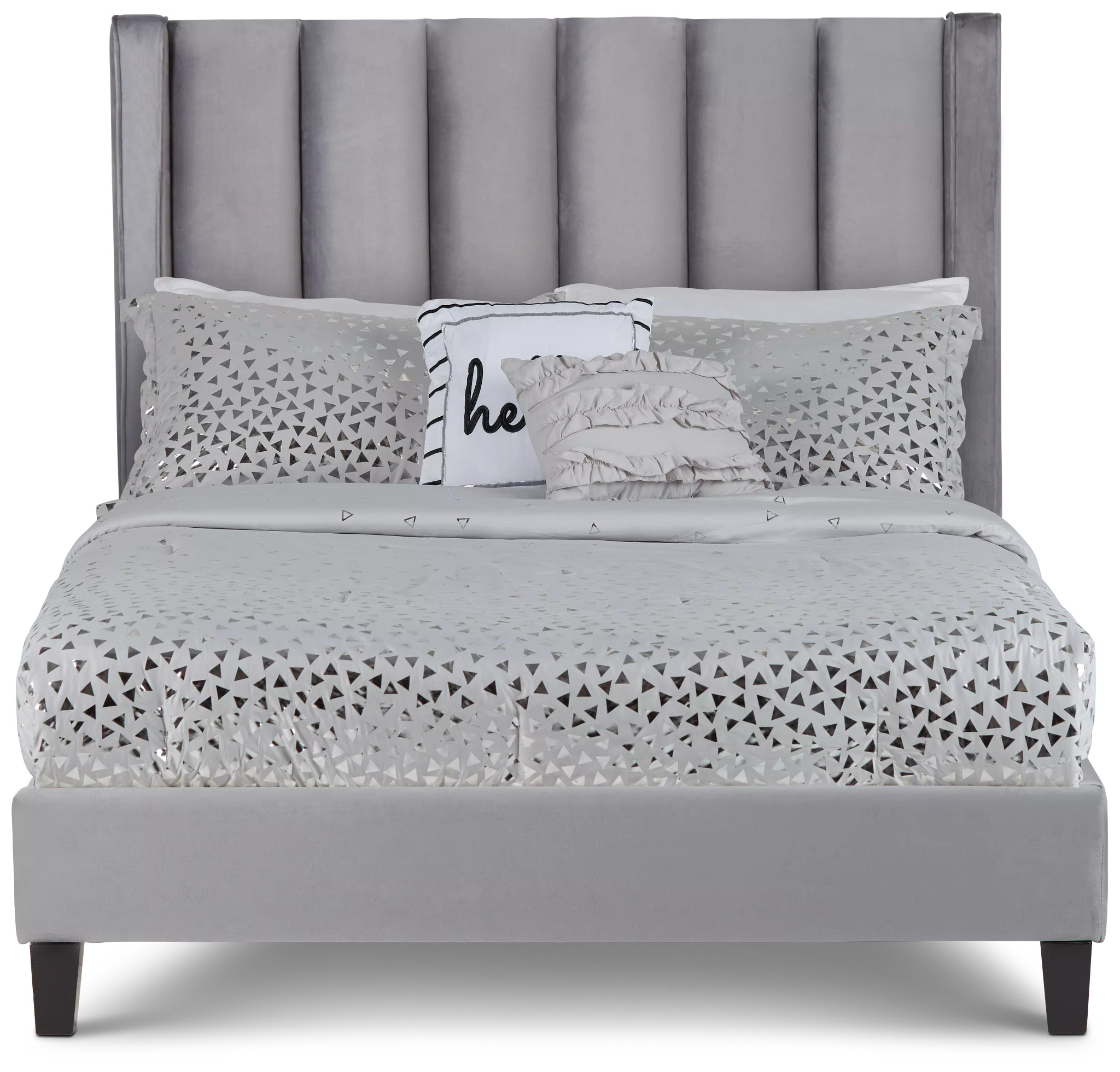 Audrey Dark Gray Velvet Platform Bed